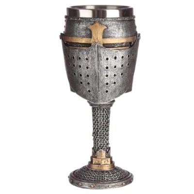 Image of Puckator Decorative Medieval Helmet and Chain Mail Goblet Knights Templar Unbreakble Funky Wine Glasses Fantasy Gifts Funny Drinking Home Design