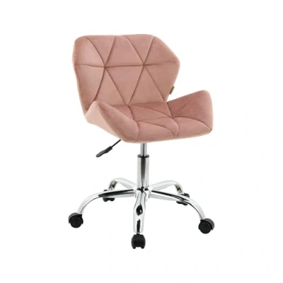 Image of HNNHOME Modern Eris Padded Swivel Fabric Home Office Desk Computer Chair, Height Adjustable (Pink, Velvet)