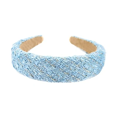 Image of axy Wide Headband with Tweed Fabric Padded Beautiful Women&#039;s Hair Accessories HRK8 (White)