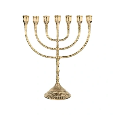 Image of NKlaus Menorah 30cm high 7pcs Candlestick for candles up to Ø 2cm large brass gold shiny 2880