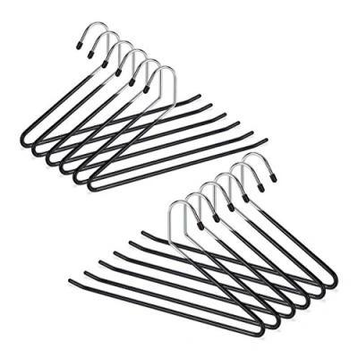 Image of Relaxdays Clothes Set of 20, Non Slip, Garment Hangers, for Trousers, PVC Coated Metal, Multipack, 18 cm, Black, 35 x 0.5 cm