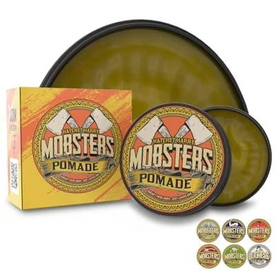 Image of Mobsters Pomade for Men Hair Wax Matte Finish &amp; Masculine Scent Non Sticky Easy to Wash Out Gel Mens Premium Ideal All Types (Hatchet Harry)