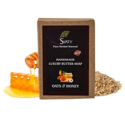 Image of SVATV Soap Oats &amp; Honey Best Exfoliating Bar, Traditional Ayurvedic Herbal For All Skin Type 125 Grams