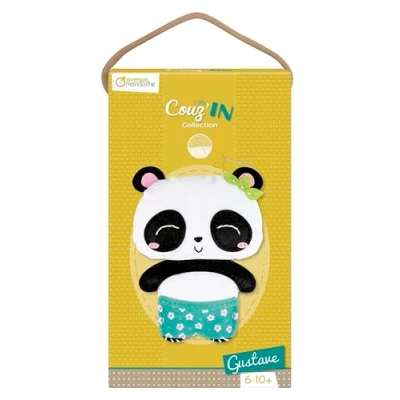 Image of Avenue Mandarine Ref KC110C Little Couz&#039;IN Gustave the Panda Felt Animal to Sew, Pre Drilled Elements, Full Instructions Included, Suitable for Ages 6+
