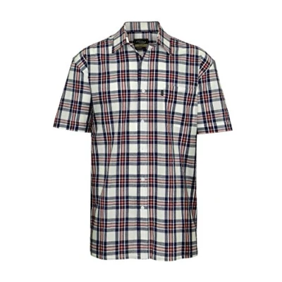 Image of Champion Men&#039;s Portchester Short Sleeve Cotton Check Shirt (M) Navy
