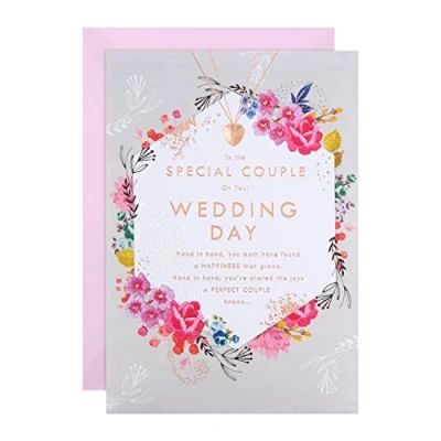 Image of Hallmark Wedding Congratulations Card Classic Floral and Text Design