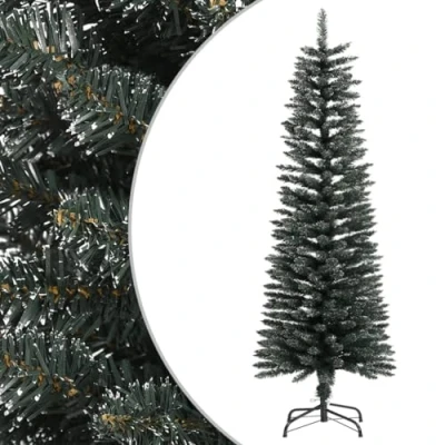 Image of vidaXL Artificial Slim Christmas Tree with Stand Green 120 cm PVC