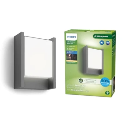 Image of PHILIPS Lighting Arbour UltraEfficient Outdoor Wall Light, 3.8W, 2700K, Antracite, IP44 Weatherproof