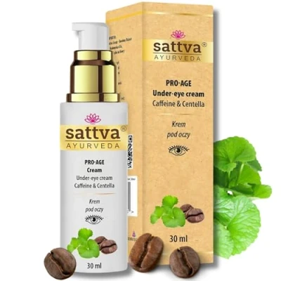 Image of Sattva Eye Cream Against Wrinkles and Dark Circles Bags with Caffeine Gotu Kola Intensive Anti Ageing Care that Brightens Rejuvenates Area 30 ml