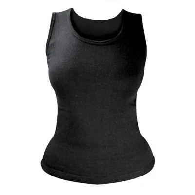 Image of HEAT HOLDERS Ladies Sleeveless Cotton Seamless Thermal Underwear Long Top (Black, Large)