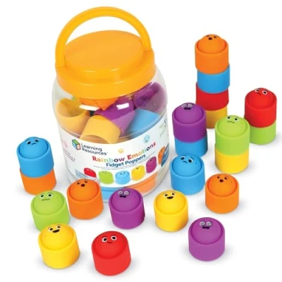 Image of Learning Resources Rainbow Emotion Fidget Poppers Classroom Set of 24, Ages 3+, Express Your Feelings, Toys for Kids, Sensory Autism, Squishy Toys, SEL