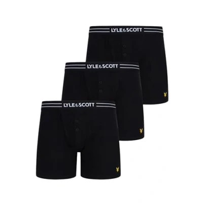 Image of Lyle &amp; Scott Lewis 3 Pack Men&#039;s Button Fly Trunks Black S