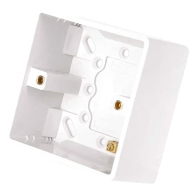 Image of Mr. Gadget&#039;s Solutions® (1 Gang) 47mm Extra Deep Surface Mounted Single Gang Back Box/Pattress Box with Earth Terminal Square Edge