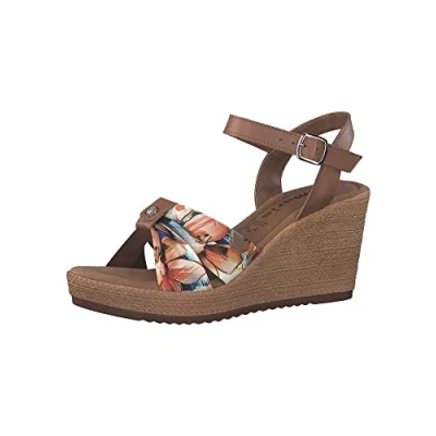 Image of Tamaris Women&#039;s Damen 1 28346 28 Wedge Sandal, Cuoio/Flower, 6.5 UK