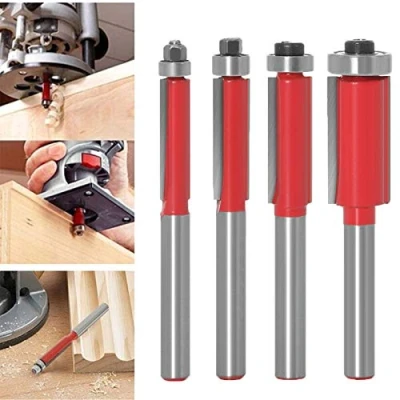 Image of Baorder 1/4 Inch Shank Flush Trim Router Bits Top Bearing Bit Woodworking Milling Cutter Tool 4PCS Set