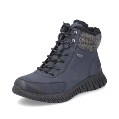 Image of Rieker RiekerTEX M5310 Women&#039;s Lace Up Ankle Boots Loose Inlay Water Repellent, Blue 14, 5 UK