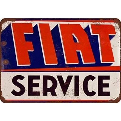 Image of Fiat Service Vintage Look Reproduction Metal Tin Sign 8x12 inches
