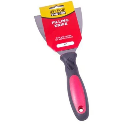 Image of Fit for The Job 4 inch Soft Grip Handle DIY Flexible Filling Knife, Putty Knife Applying &amp; Smoothing Fillers Sealants to Repair Holes Cracks, Stainless Steel Blade, 4&quot; 100mm
