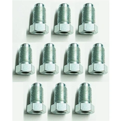 Image of 10x LONG MALE BRAKE PIPE UNION NUTS imperial brass tubing 3/8 UNF x 24tpi Joiner