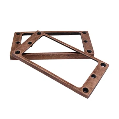 Image of Guyker Flat Metal Humbucker Pickup Mounting Ring Set Bridge Neck Pickups Cover Frame Replacement Part for Electric Guitar or Precision Bass(2PCS, bronze)