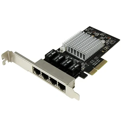 Image of StarTech.com 4 Port PCIe Network Card RJ45 Intel i350 Chipset Ethernet Server / Desktop Dual Gigabit NIC (ST4000SPEXI)
