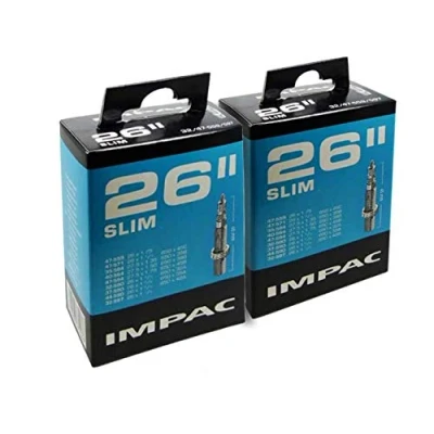 Image of Impac 2pk Cycle Tubes 26&quot; SLIM Presta Valve &#039;26x1.75&#039; / &#039;26x1 1/4&#039; 3/4&#039; &#039;27.5x1.35&#039; &#039;27.5x1.75&#039; &#039;650 x 45c&#039; 42&#039; &#039;47 559&#039; &#039;32 597&#039;