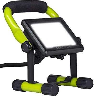 Image of Luceco Slimline LED Portable Work Light, 10 Watts, IP65 Rated, Black and Green Alloy Steel, Glass, Rubber