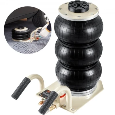Image of VEVOR Air Jack, 3 Ton/6600 lbs Triple Bag Airbag Jack with Six Steel Pipes, Lift up to 17.7 inch/450 mm, 5 s Fast Lifting Pneumatic Side Handles for Car, Garage, Repair (White)