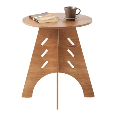 Image of Round Side Table Coffee Sofa Bedside Nightstand in Mortise and Tenon Structure,HFBT01 BR Sobuy