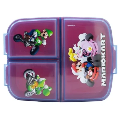 Image of OM SUPPLIES Mario Kart Reusable Sandwich Lunch Box 3 Multi Compartment Kids Children School