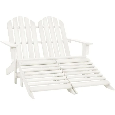 Image of vidaXL 2 Seater Garden Adirondack Chair&amp;Ottoman Fir Wood White