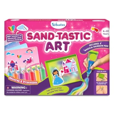 Image of Skillmatics Sand Art Activity Unicorns &amp; Princesses, Create Stick 50+ Colorful Stickers, Craft Kits Supplies for Kids, Gifts Girls Boys Ages 4, 5, 6, 7, 8, 9, 10