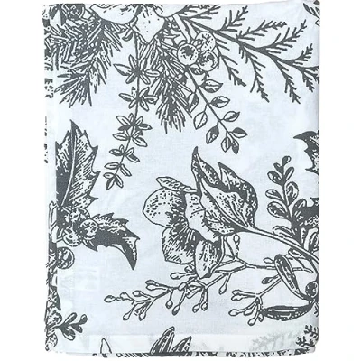 Image of Ragged Rose Christmas Table Cloth Festive Linen Tablecloth with Nordic Style Prints for Living Room &amp; Kitchen Cotton That Fits a 6 7 Ft Silver Holly Print