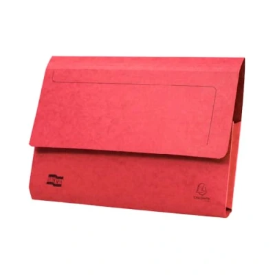 Image of Exacompta Ref 5258Z Europa Pocket Wallet, 356 x 242mm, Half Flap Front for Security, 300 Micron Premium Pressboard, Holds A4 &amp; Foolscap Documents Red, Pack of 10