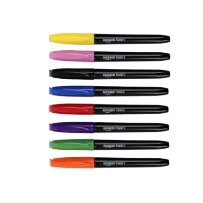 Image of Amazon Basics Fabric Markers, 8 Pack, Assorted Colors