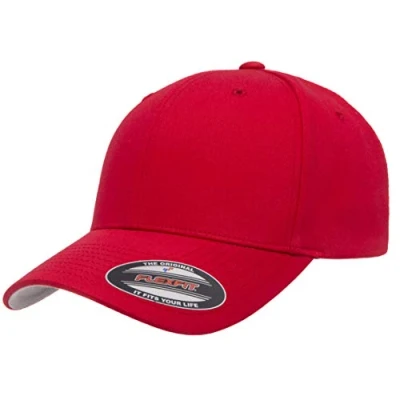 Image of Flexfit Cotton Twill Fitted Cap Trucker Hat, Red, L XL