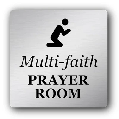 Image of Multi faith Prayer Room Adhesive Door Sign. Laser Engraved 3mm Acrylic.