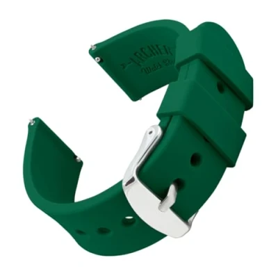 Image of Archer Watch Straps Silicone Quick Release Soft Rubber Replacement Bands (Shamrock Green, 20mm)