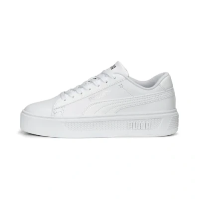 Image of PUMA Women&#039;s Smash Platform V3 Sneaker, White Silver, 5 UK