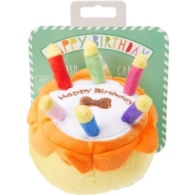 Image of House of Paws Birthday Cake Soft Squeaky Toy for Dogs Small 13cm / 5inch
