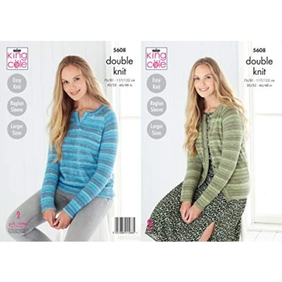Image of Ladies Knitting Pattern Cardigan and Jumper in Island Beaches DK 5608