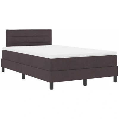 Image of vidaXL Box Spring Bed with Mattress Dark Brown 120 x 200 cm Fabric