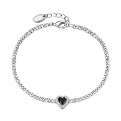 Image of Philip Jones Black Onyx Heart Gemstone Bracelet Created with Zircondia® Crystals