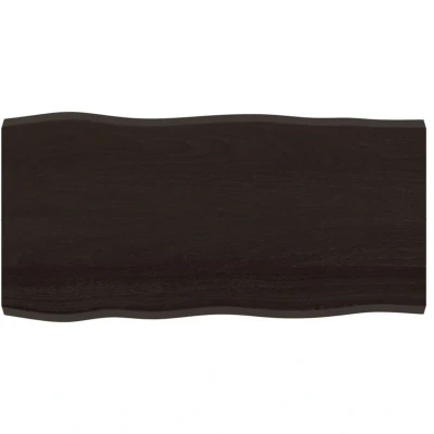 Image of vidaXL Table Top Dark Brown 100x50x(2 4) cm Treated Solid Wood Live Edge