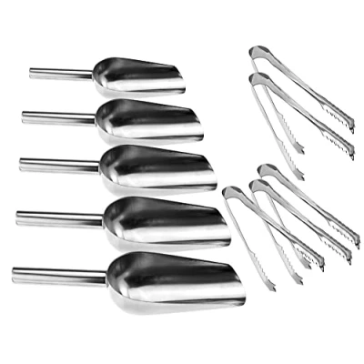 Image of Create idea 8&quot; Ice Scoop &amp; 6&quot; Tong, Pick and Mix Candy Sweets Scooper Tongs for Buffet Kitchen Bar Wedding Parties, Stainless Steel (5X 5X Tong)