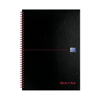 Image of Black n&#039; Red Ruled Perforated Wirebound Hardback Notebook A4 (5 Pack)