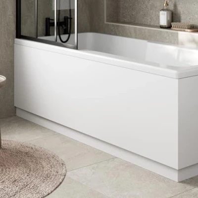 Image of Aurora® Modern 1700mm Front Side MDF Bath Panel 18mm Wooden Panels for Bathroom Baths Soaking Tubs, Adjustable Plinth, Easy to Cut, White Gloss