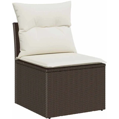 Image of vidaXL 7 Piece Garden Sofa Set with Cushions Brown Poly Rattan