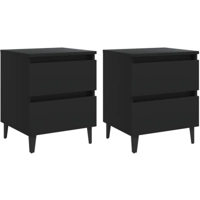 Image of vidaXL Bed Cabinets 2 pcs Black 40x35x50 cm Engineered Wood