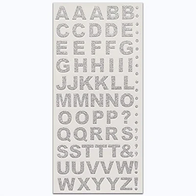 Image of 15mm Silver Glitter Bold Letter Stickers Self Adhesive Alphabet A Z Arts Crafts Card Making